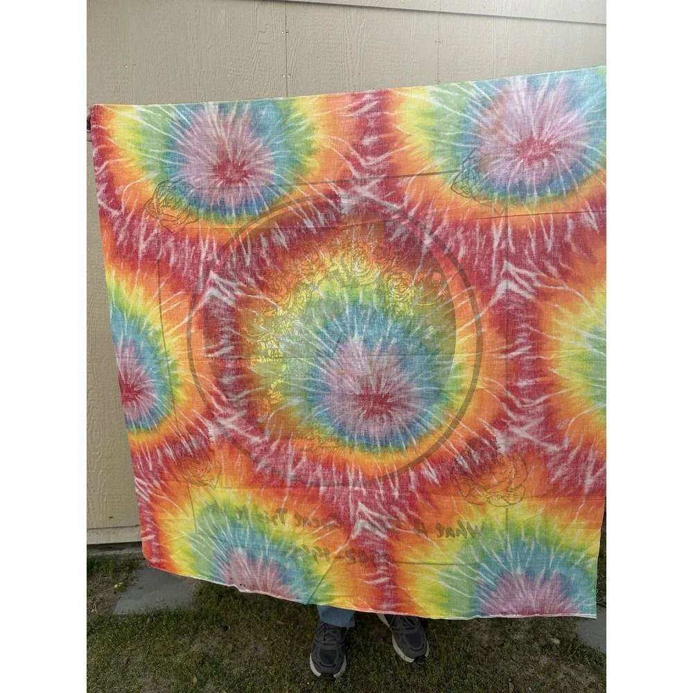 Vintage 1995 'Jerry Garcia RIP' Tie Dye Fabric Wall Hanging About 44‎ X 44 Inch